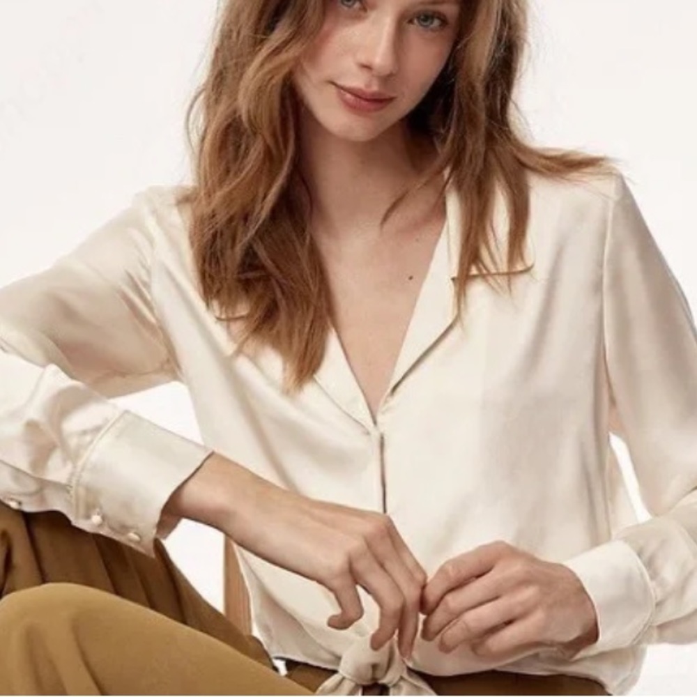 Wilfred Tie-front button-up blouse